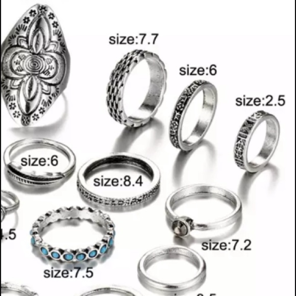 18pc boho vintage silver ring set - Picture 8 of 9